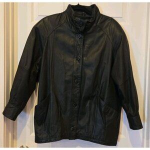 Pelle New York Milano Leather Jacket Size Medium‎ Mens Vintage Button Up EUC